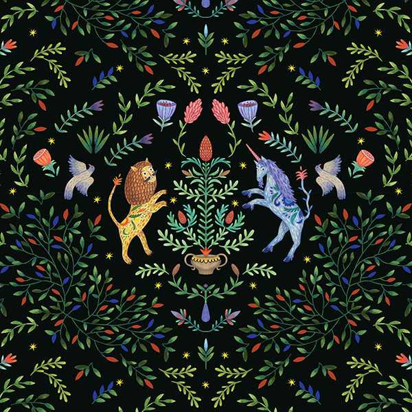 Интерьерная ткань Керка (черный фон)