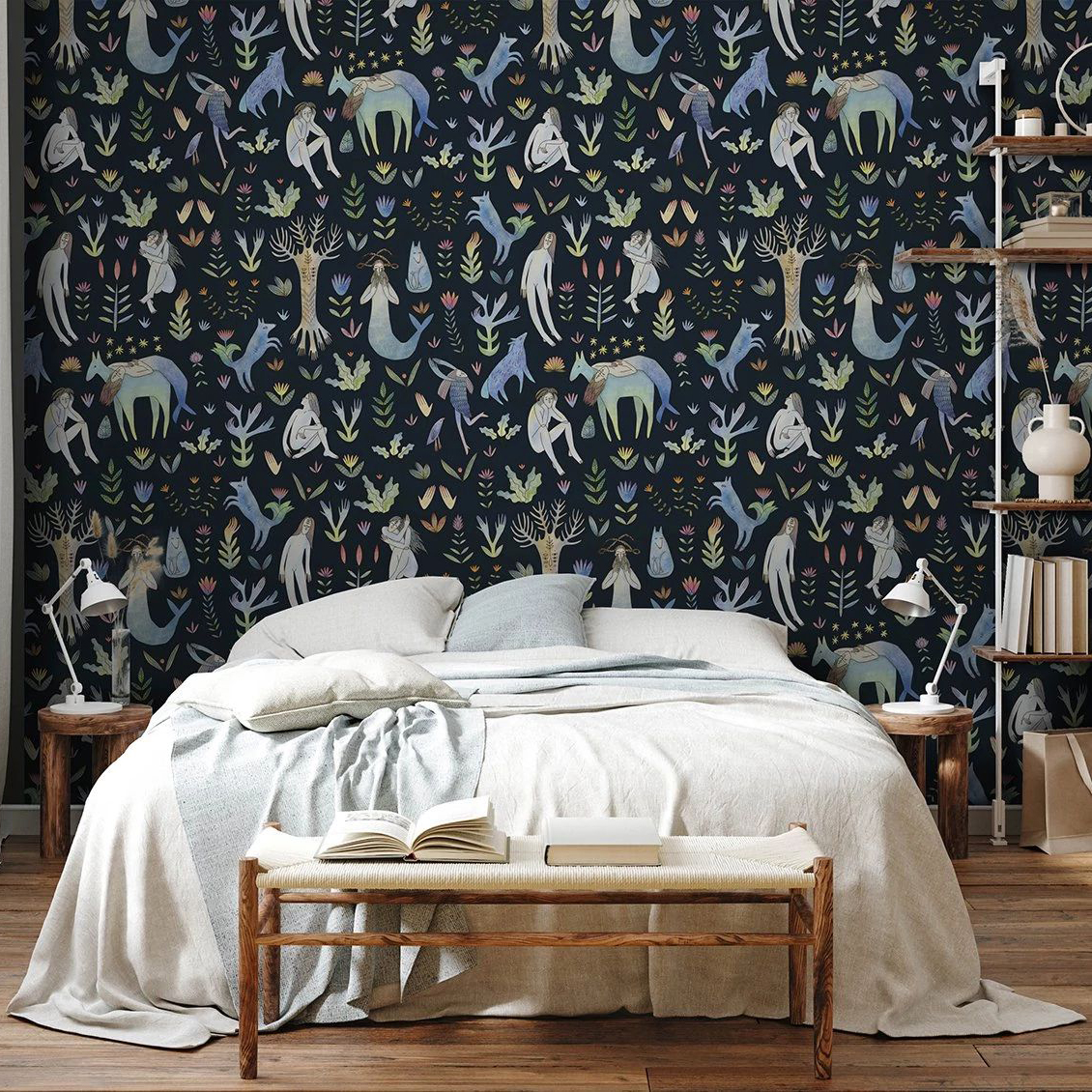 Фотообои Тапиола (черный и синий фон)