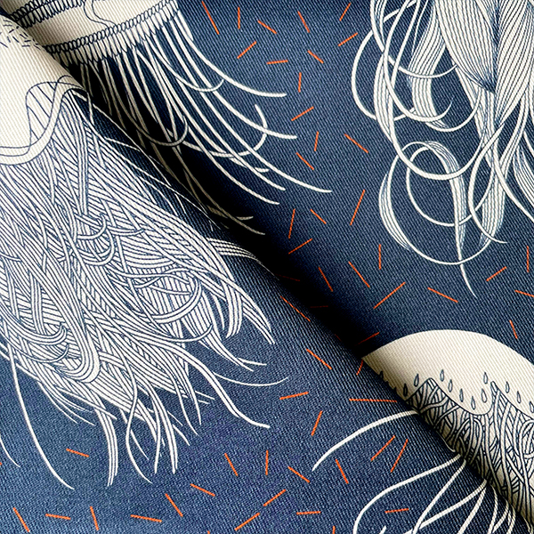 Интерьерная ткань Медузы (темный фон)