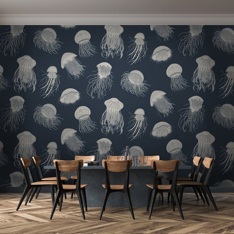 Фотообои Медузы (темный фон)