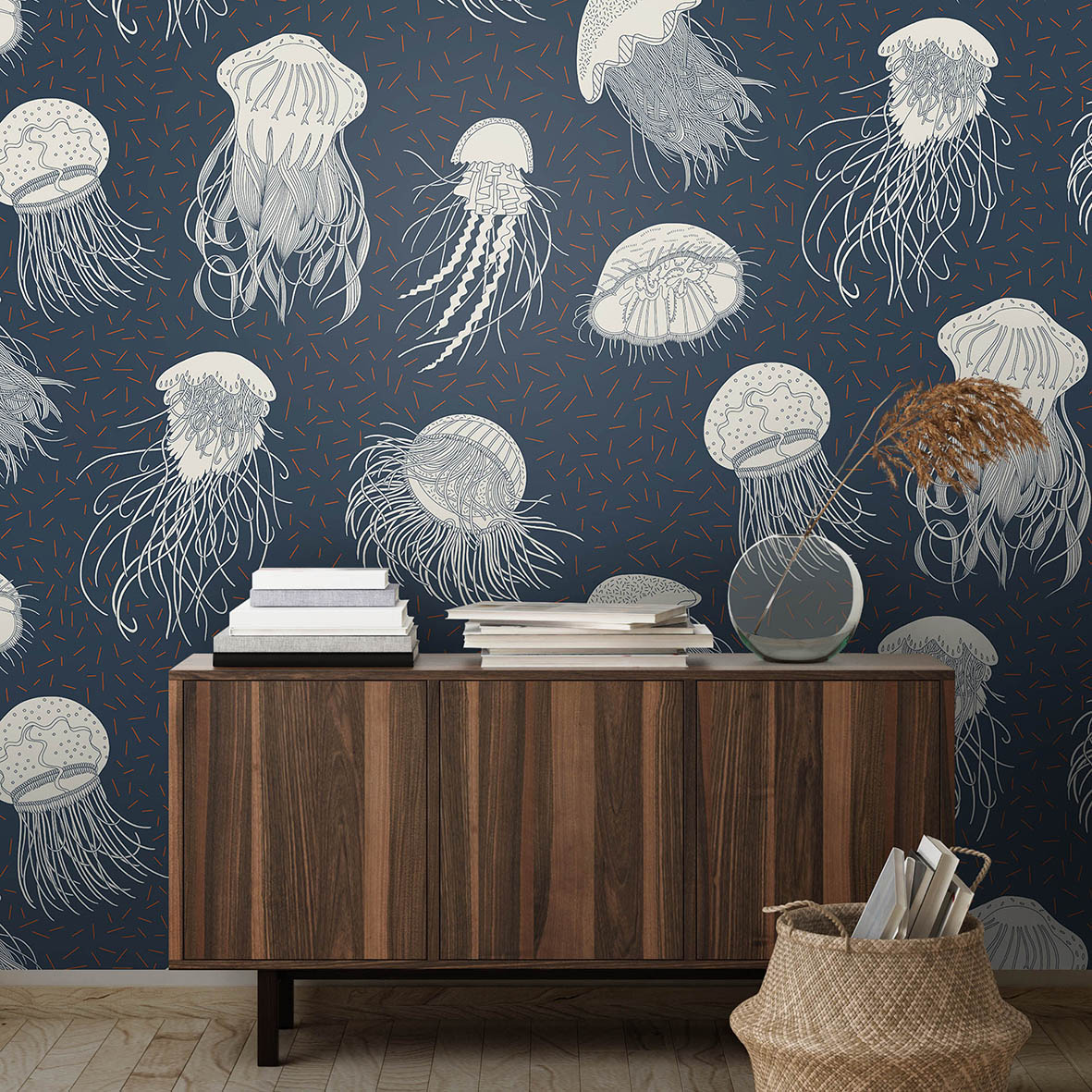 Обои Медузы (темный фон)