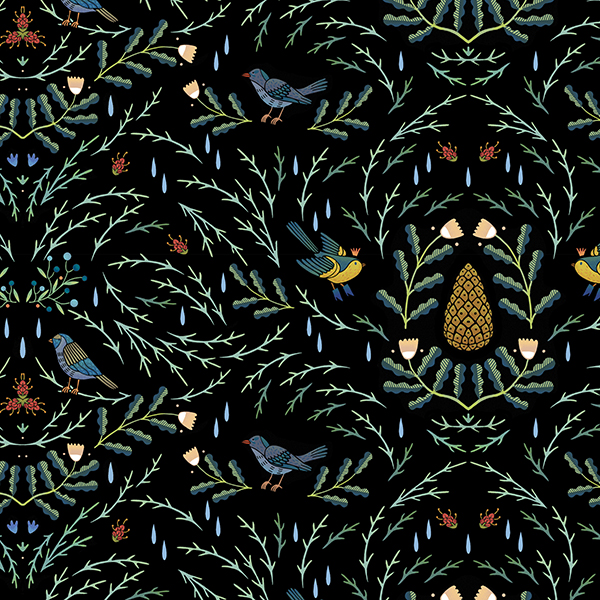 Интерьерная ткань Картио (черный фон)