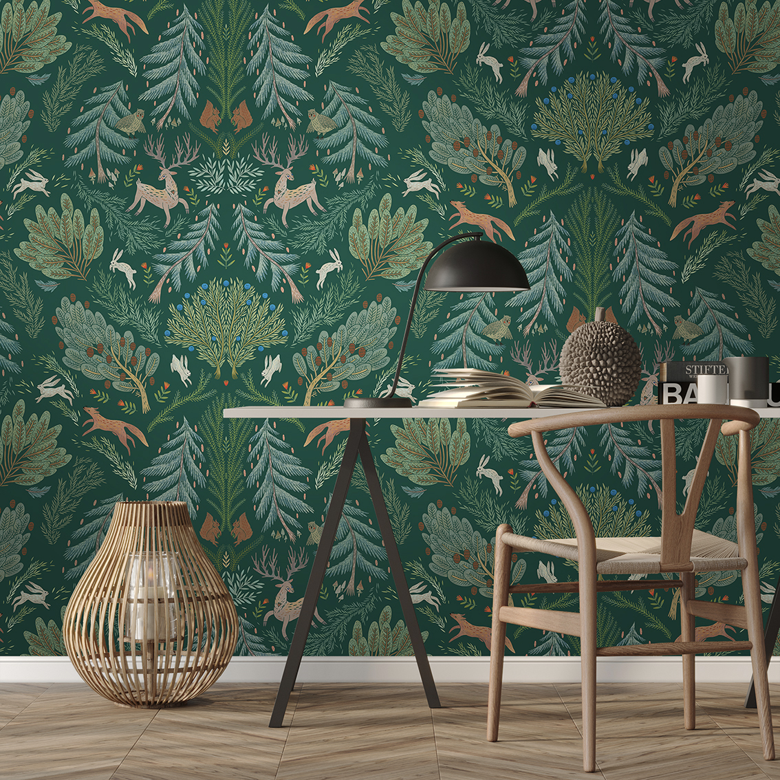 Фотообои Сосново (зеленый фон)