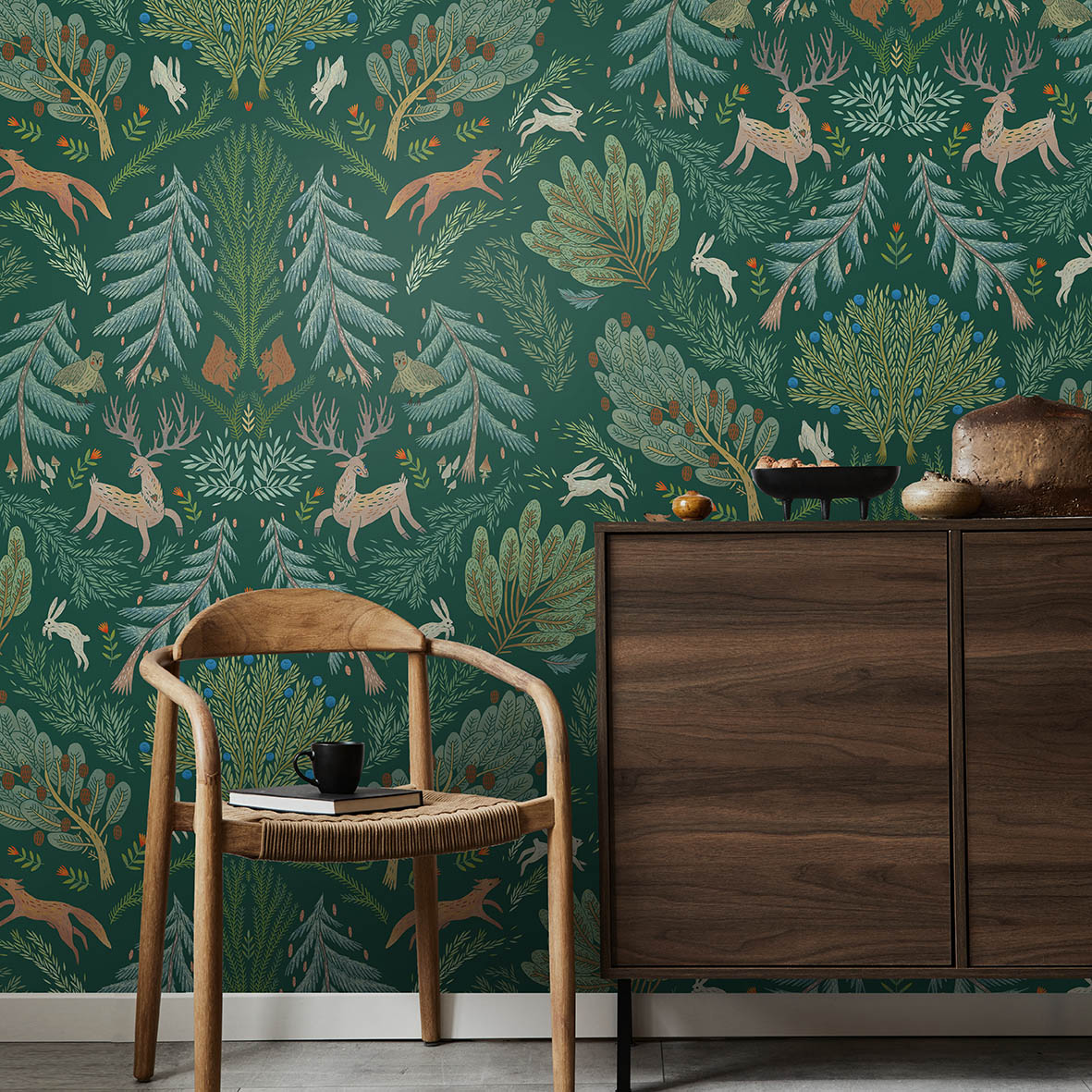 Обои Сосново (зеленый фон)