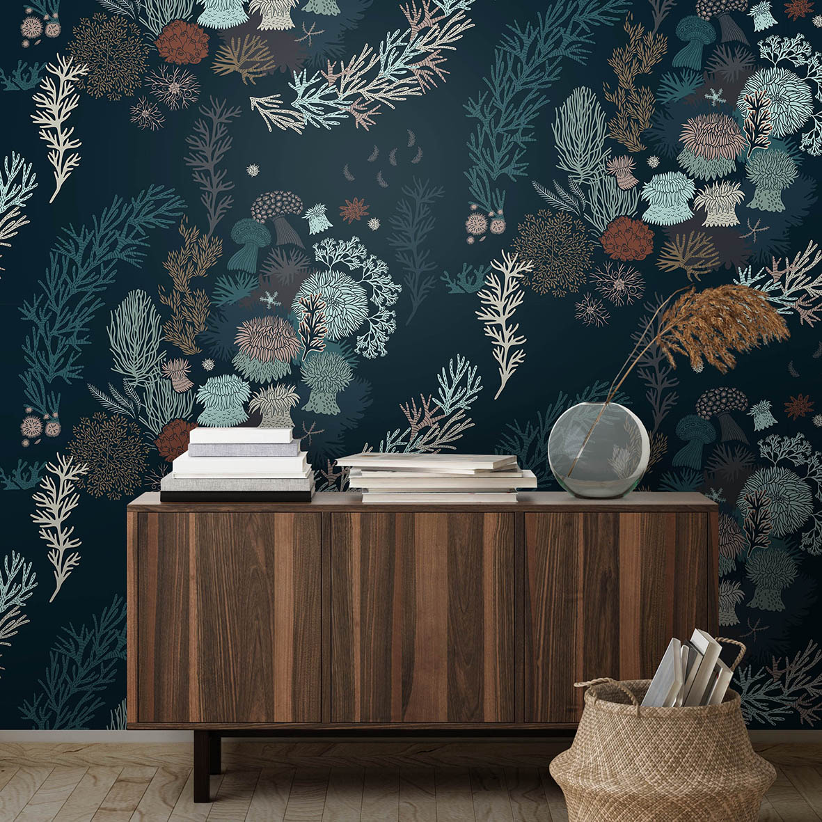 Обои Актинии (темный фон)