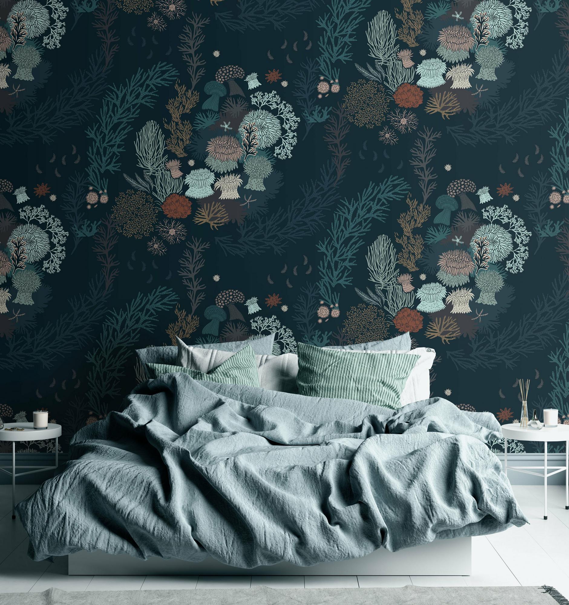 Фотообои Актинии (темный фон)