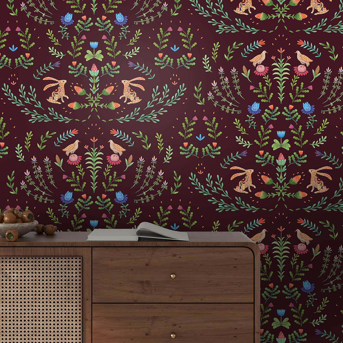 Обои Омидз (бордовый фон)