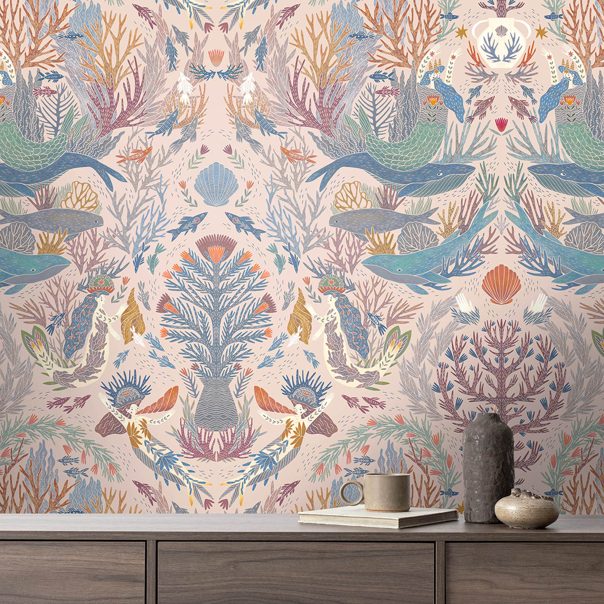 Обои Гандвик (розовый фон)