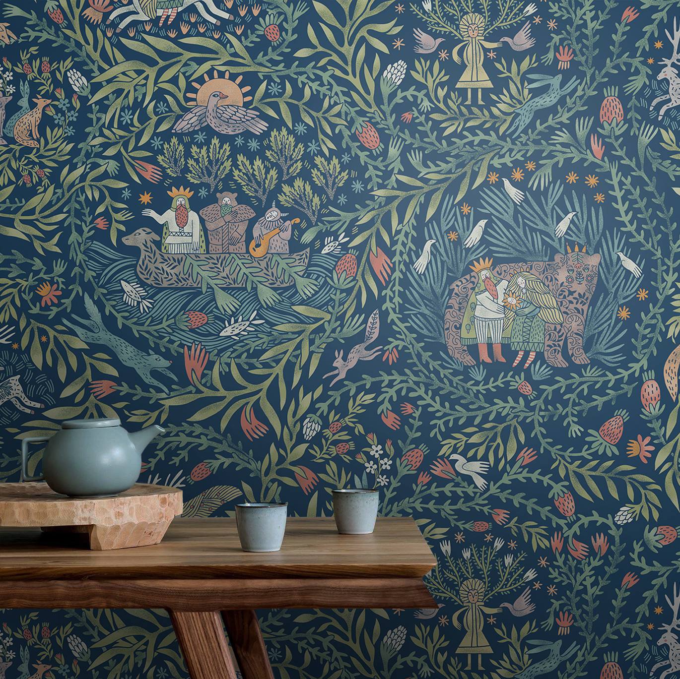 Фотообои Биармия  (синий фон)