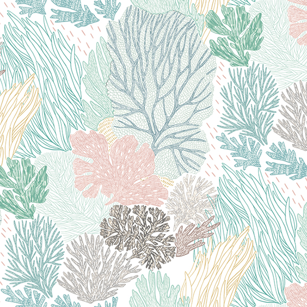 Плитка "Водоросли камчатки" светлый фон