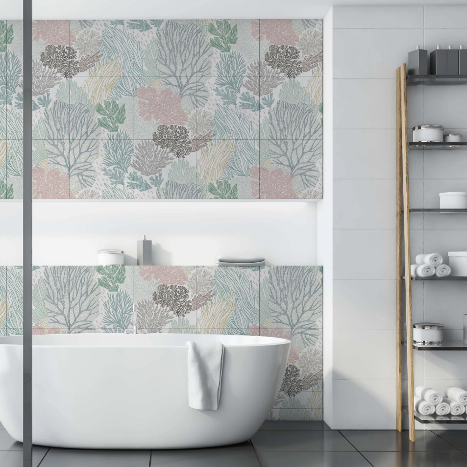 Плитка "Водоросли камчатки" светлый фон