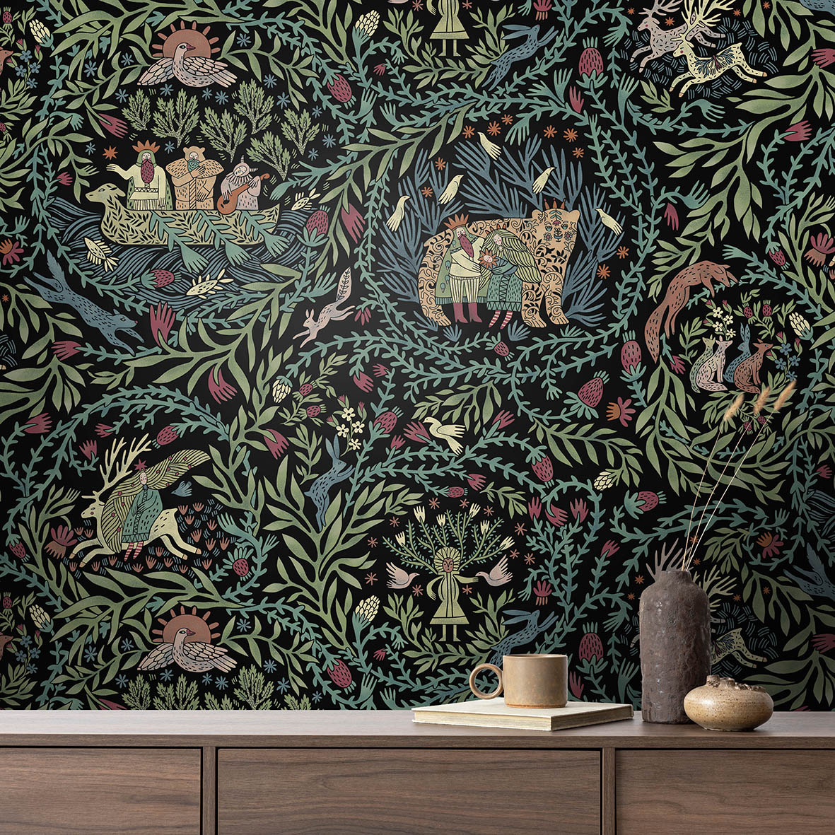 Обои Биармия (черный-теплый фон)