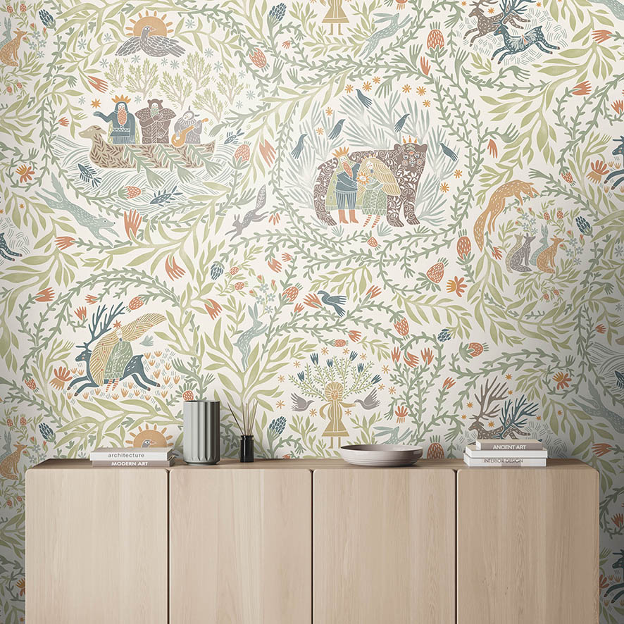 Обои Биармия (бежевый фон)