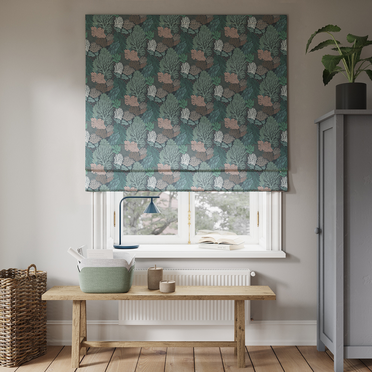 Римская штора Водоросли Камчатки (серый фон)