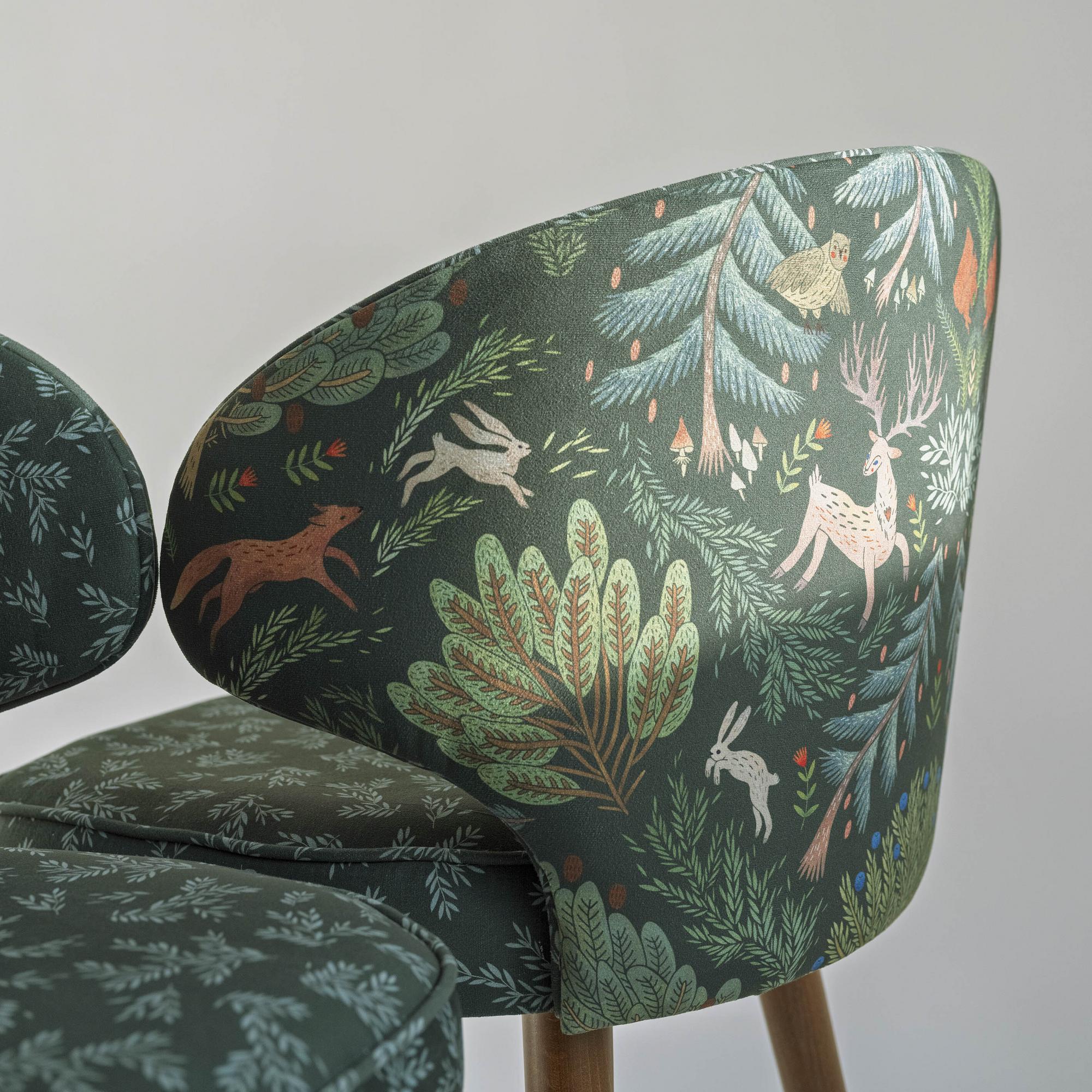 Стул "Куим" с принтом Сосново (зеленый фон)