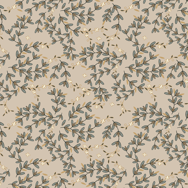 Интерьерная ткань Коптские листья (бежевый фон)