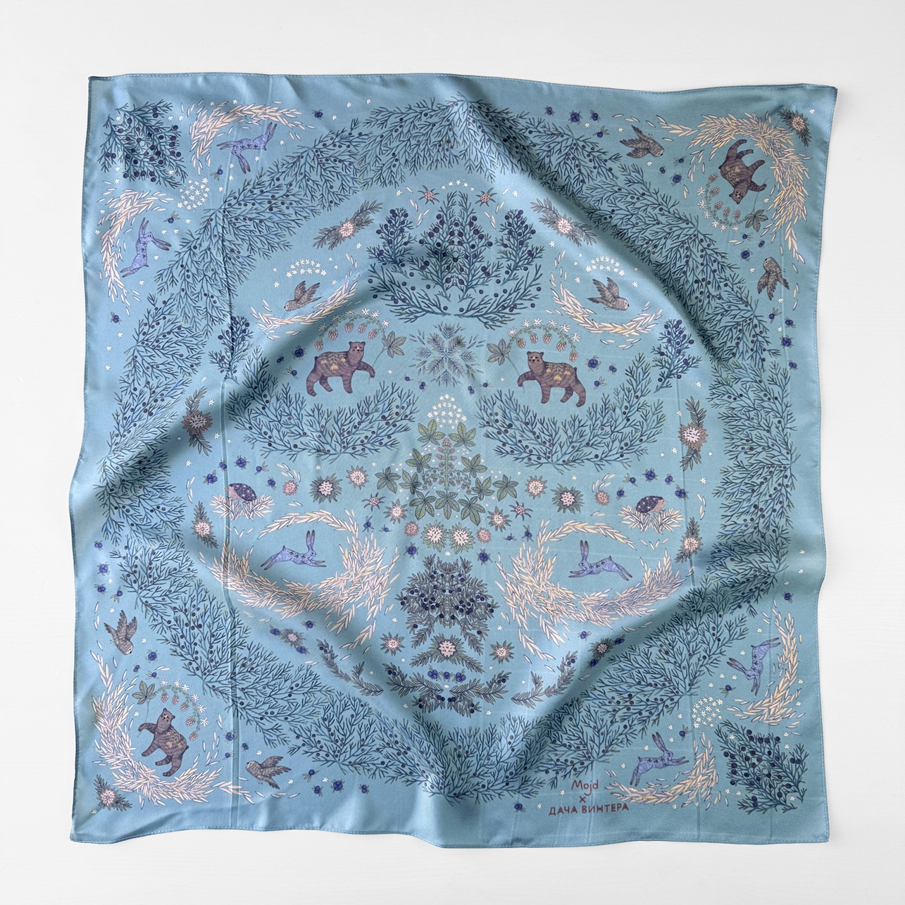 Особенный шелковый платок "Ошпи" 65х65 см