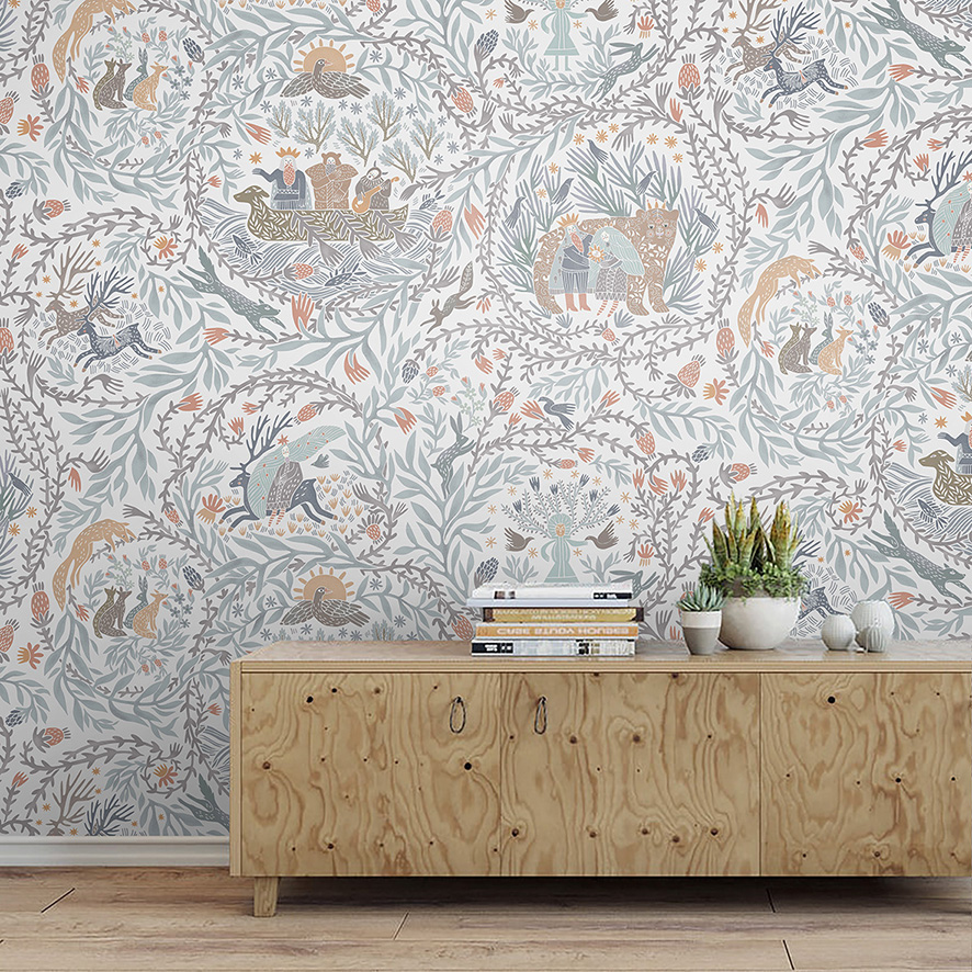 Обои Биармия (светло-серый фон)