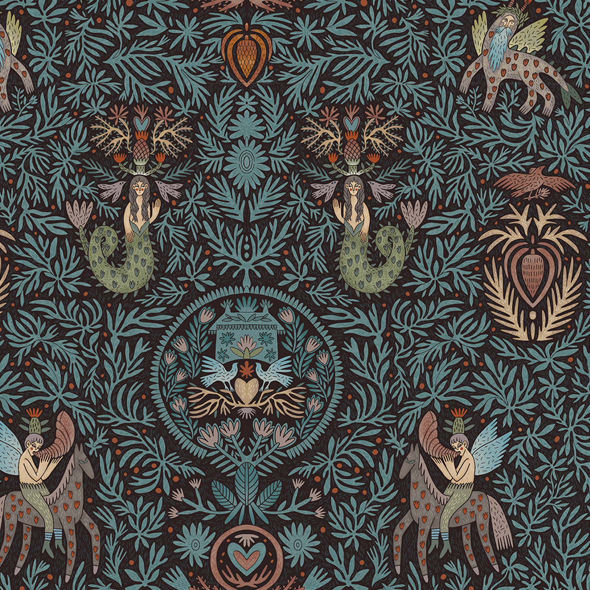 Интерьерная ткань Зарни темный фон