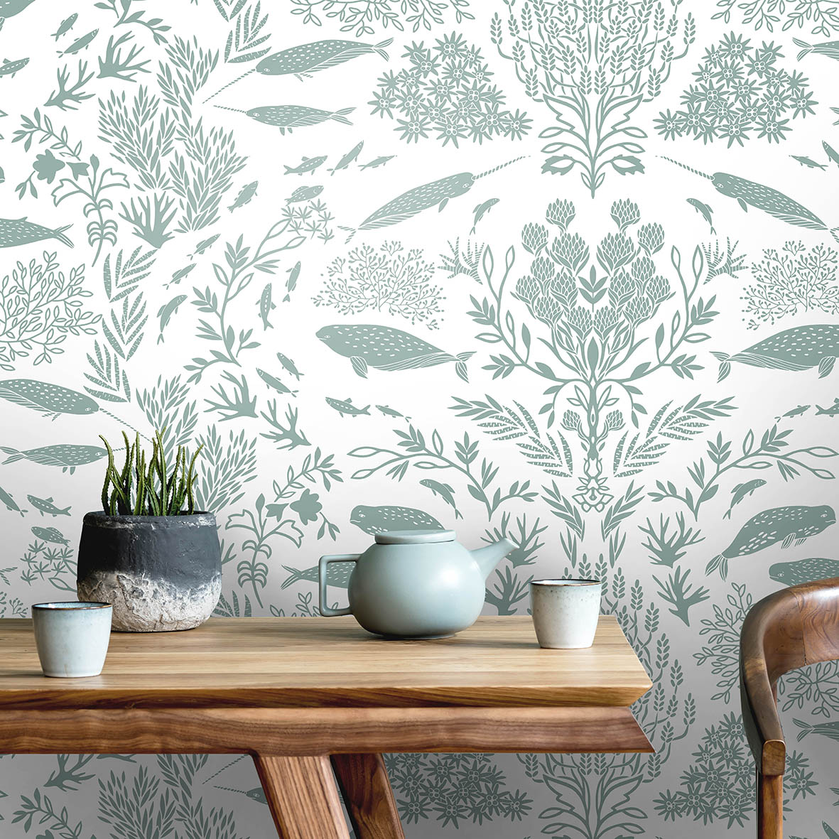 Обои Луотола (монохром зеленый)