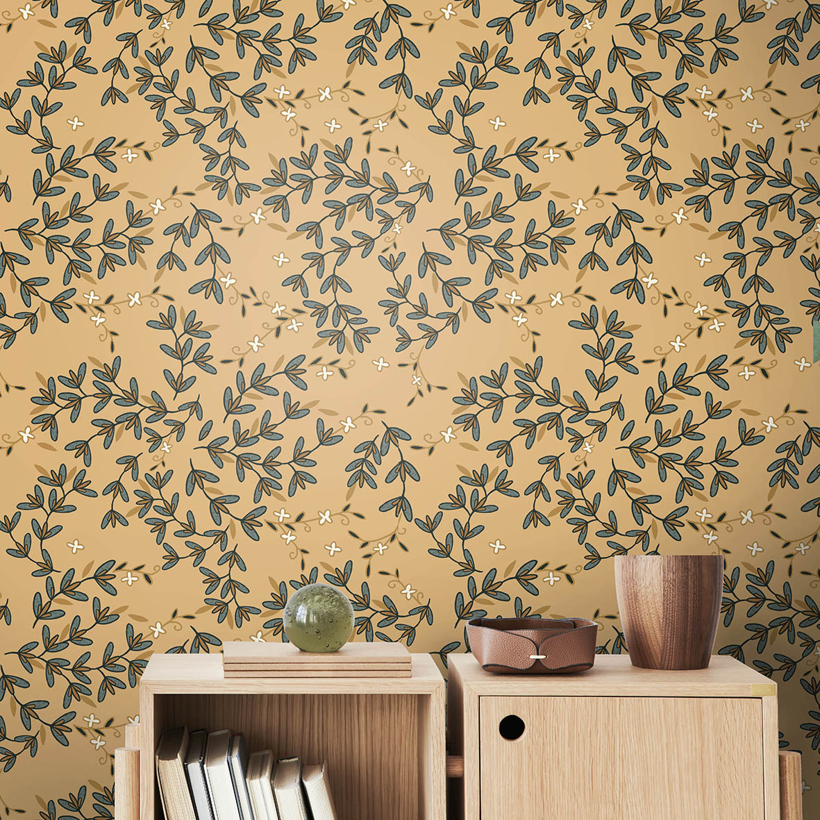 Обои Коптские листья (золотой фон)