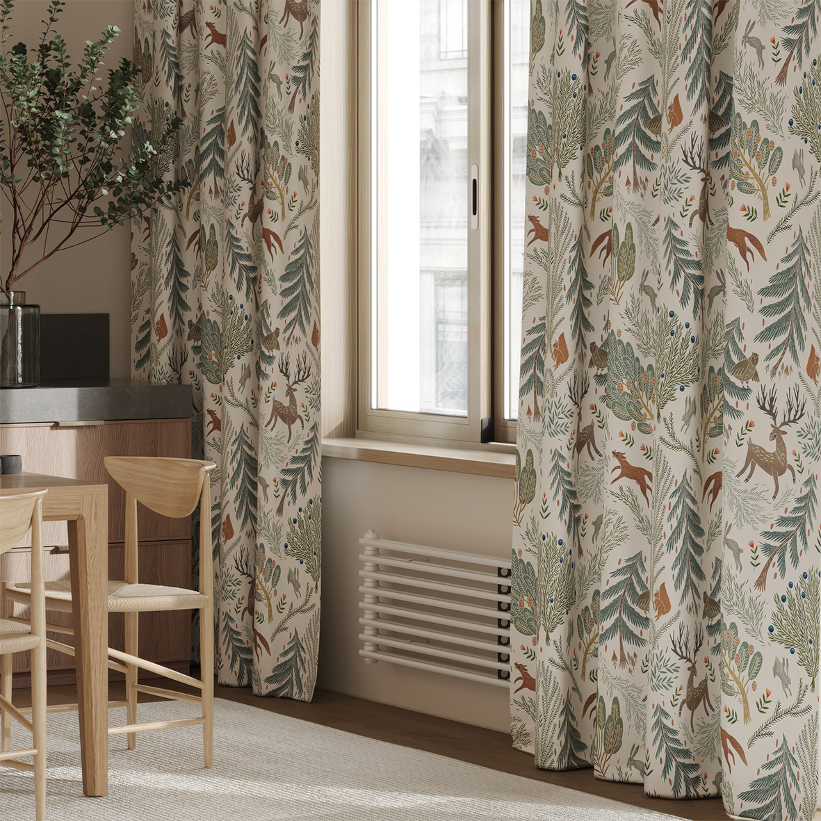 Шторы Сосново (бежевый фон)