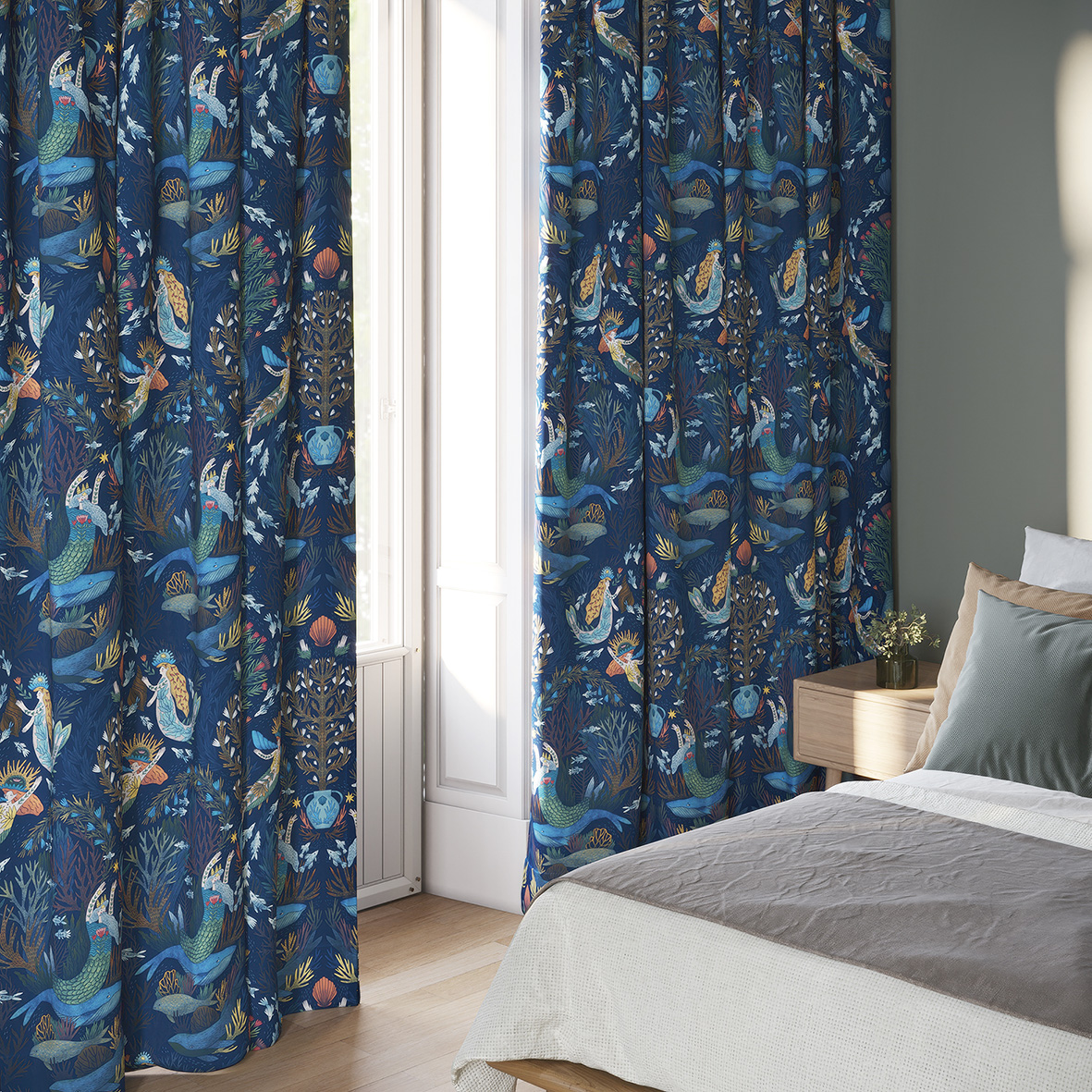 Шторы Гандвик (синий фон)