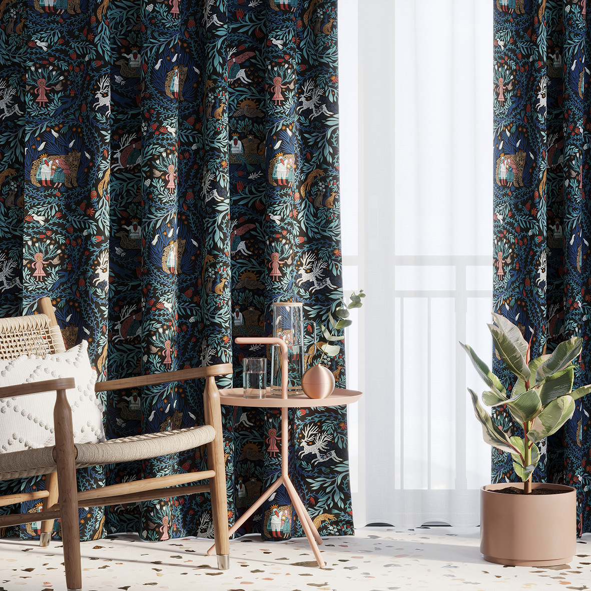 Шторы Биармия (темный фон)