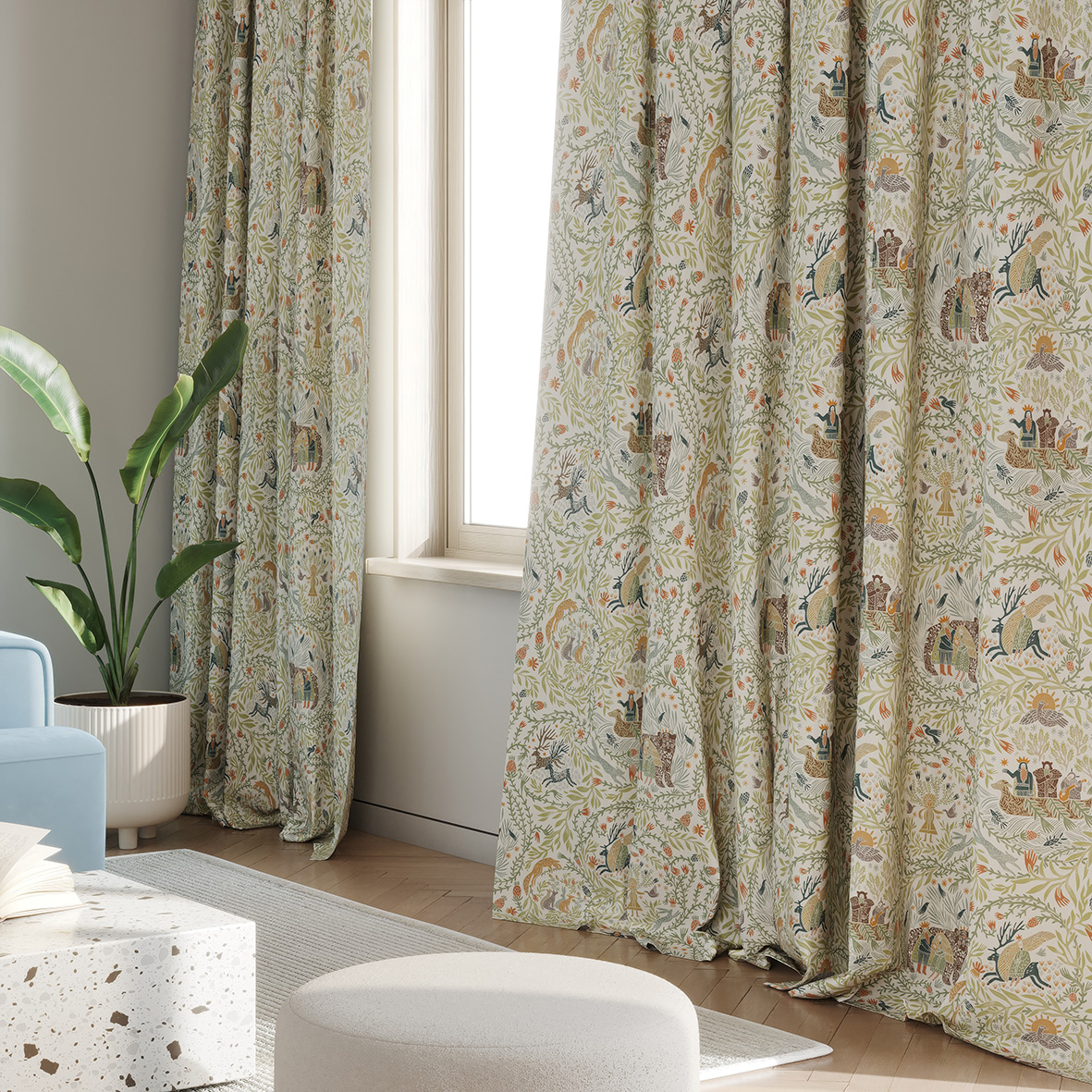 Шторы Биармия (светлый фон)