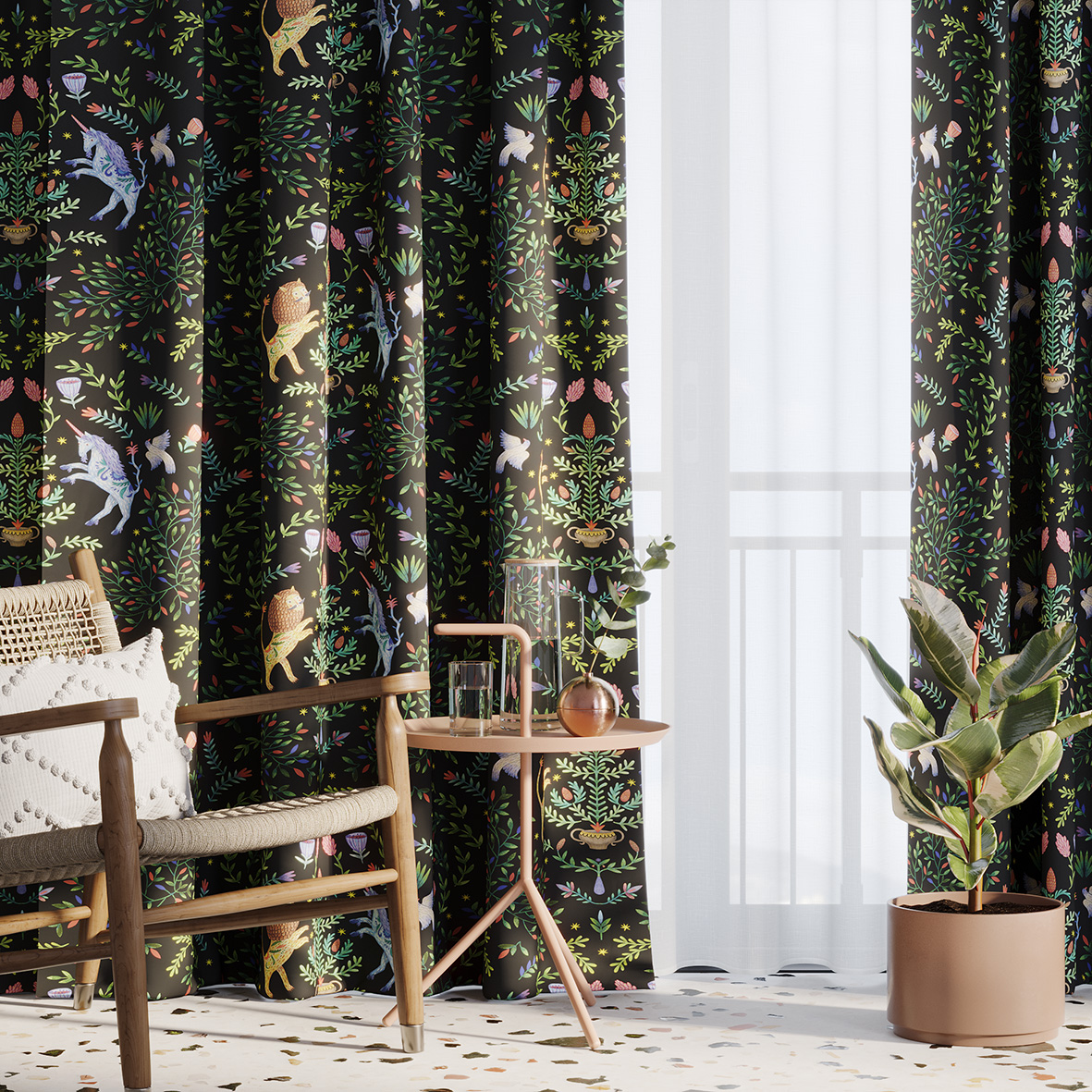 Шторы Керка (темный фон)