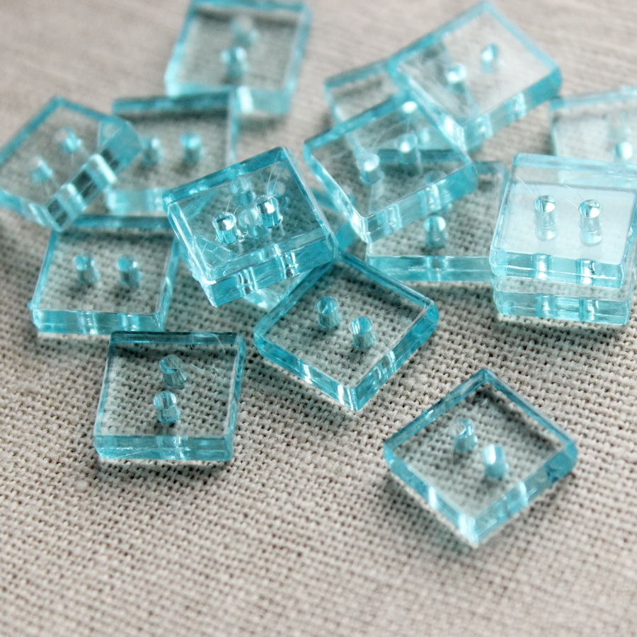 -Пуговицы, квадратная голубая