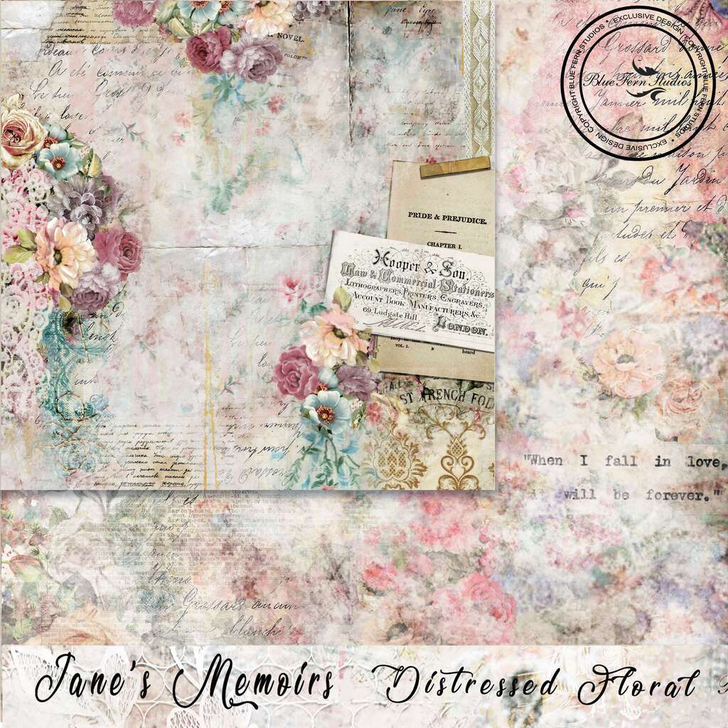 *Blue Fern/Jane's Memoirs/Distressed Floral