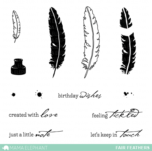 Mama elephant,штамп,перышки