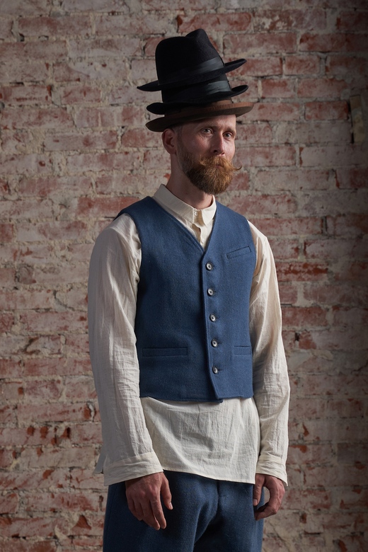 Indigo blue tweed vest