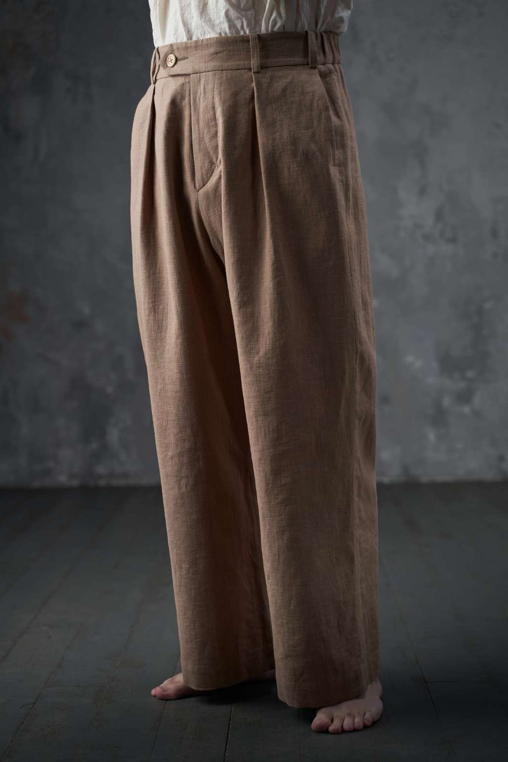 Tan wide-leg trousers
