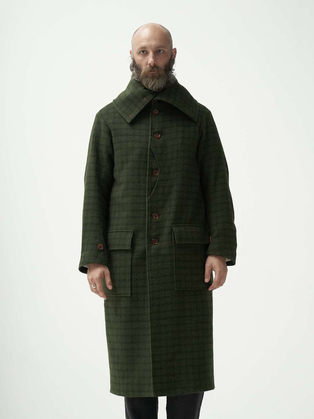Green checkered overcoat