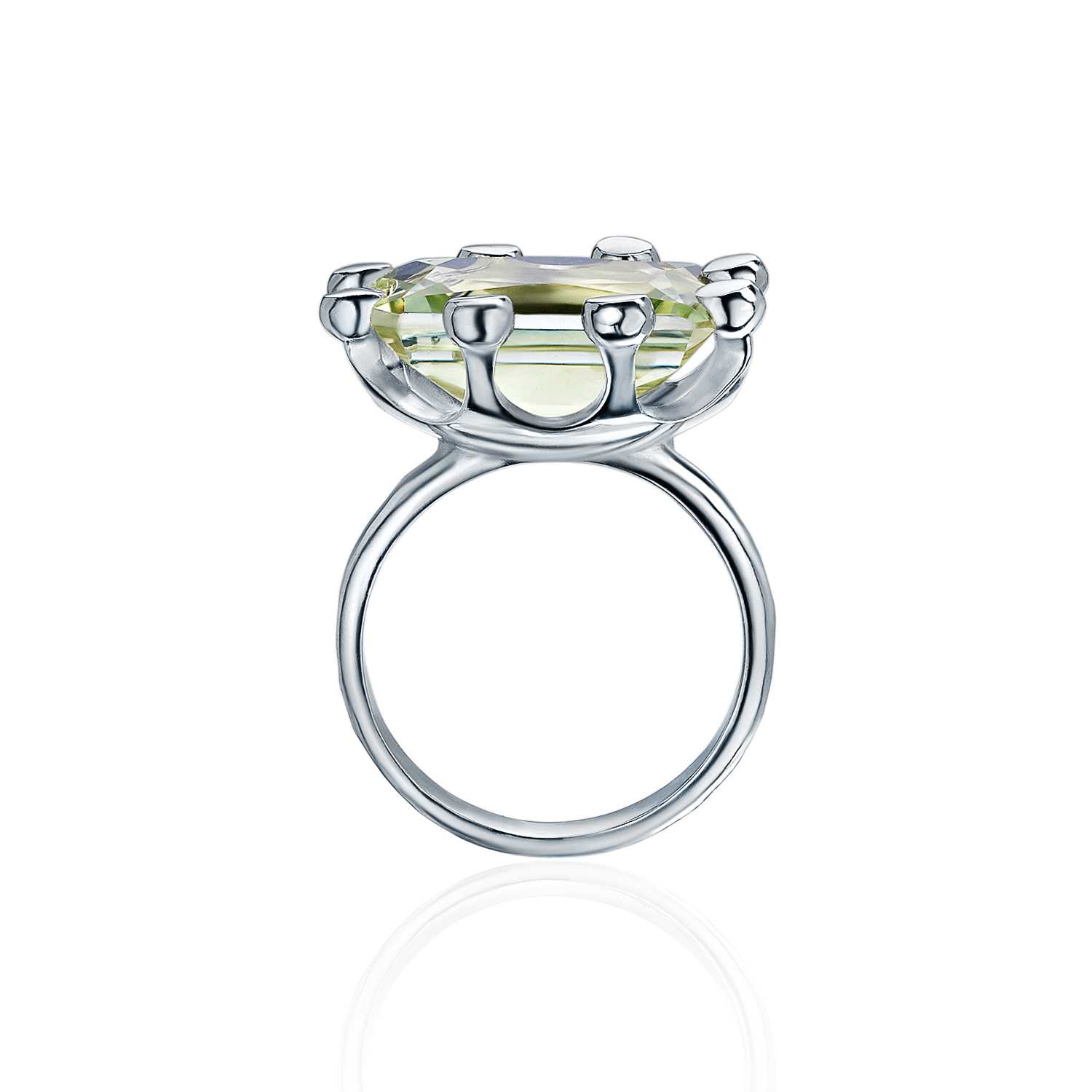 Кольцо MINERAL с Празиолитом октагон