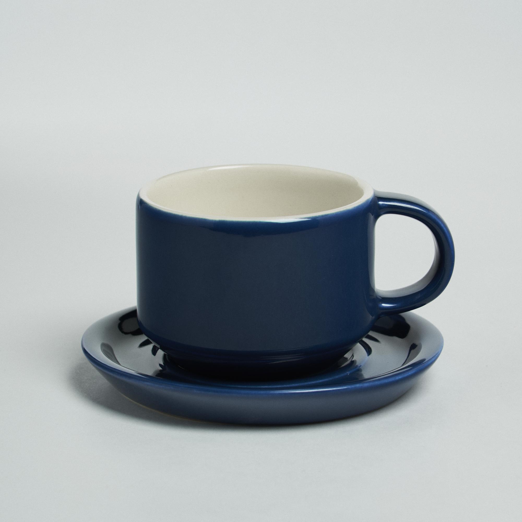 Чайная пара: кружка 250/350/450 мл и блюдце 13см. Цвет синий.