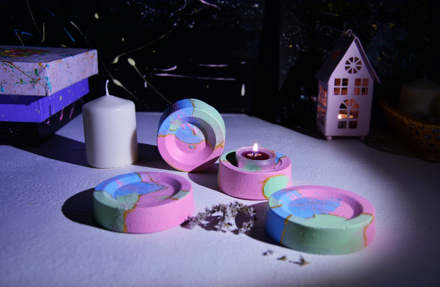 Подсвечники из гипса. Набор 4шт.