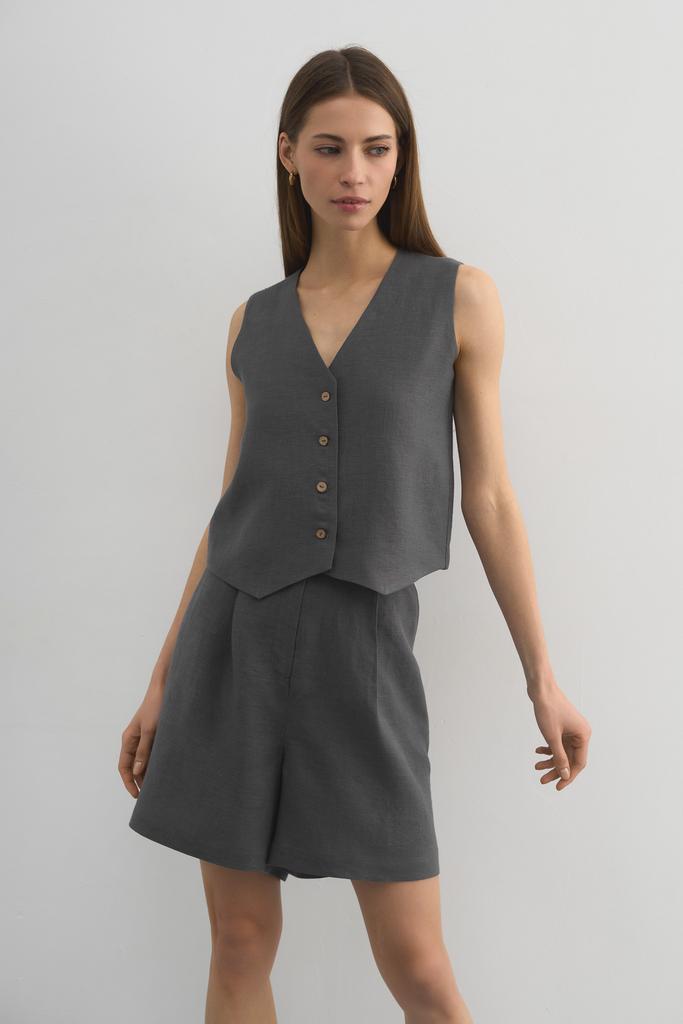 Жилет льняной Volcanic Smog