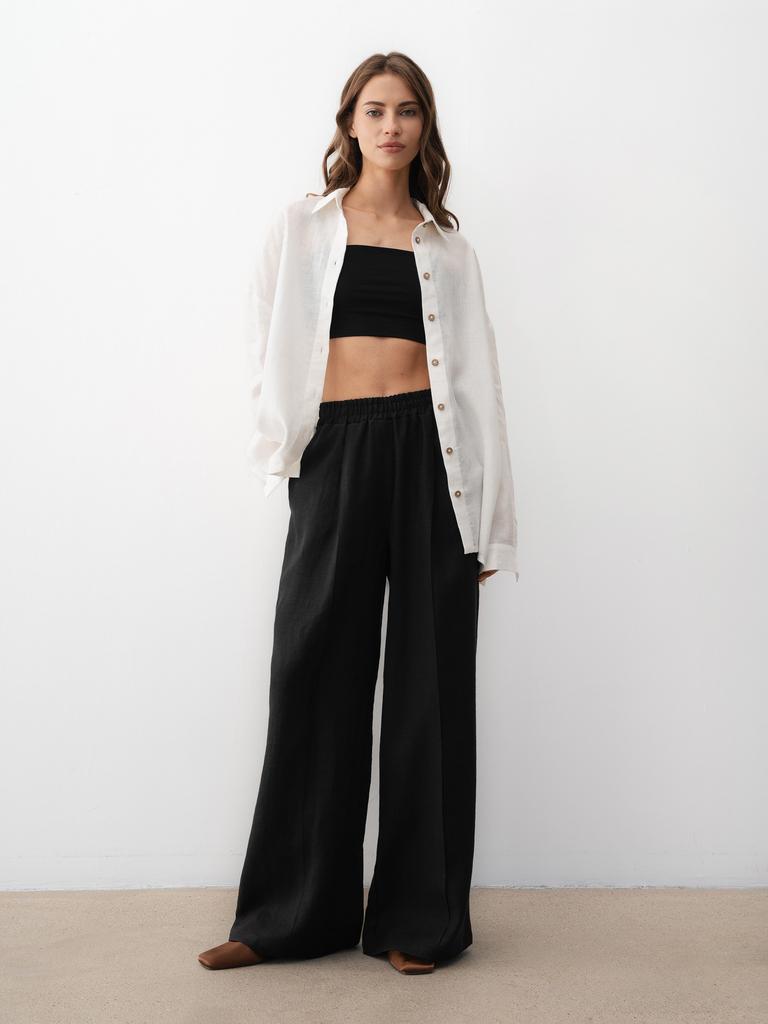 Льняные брюки женки черные Pure Linen