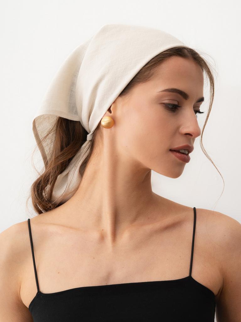 Льняная косынка женская кремовая Pure Linen