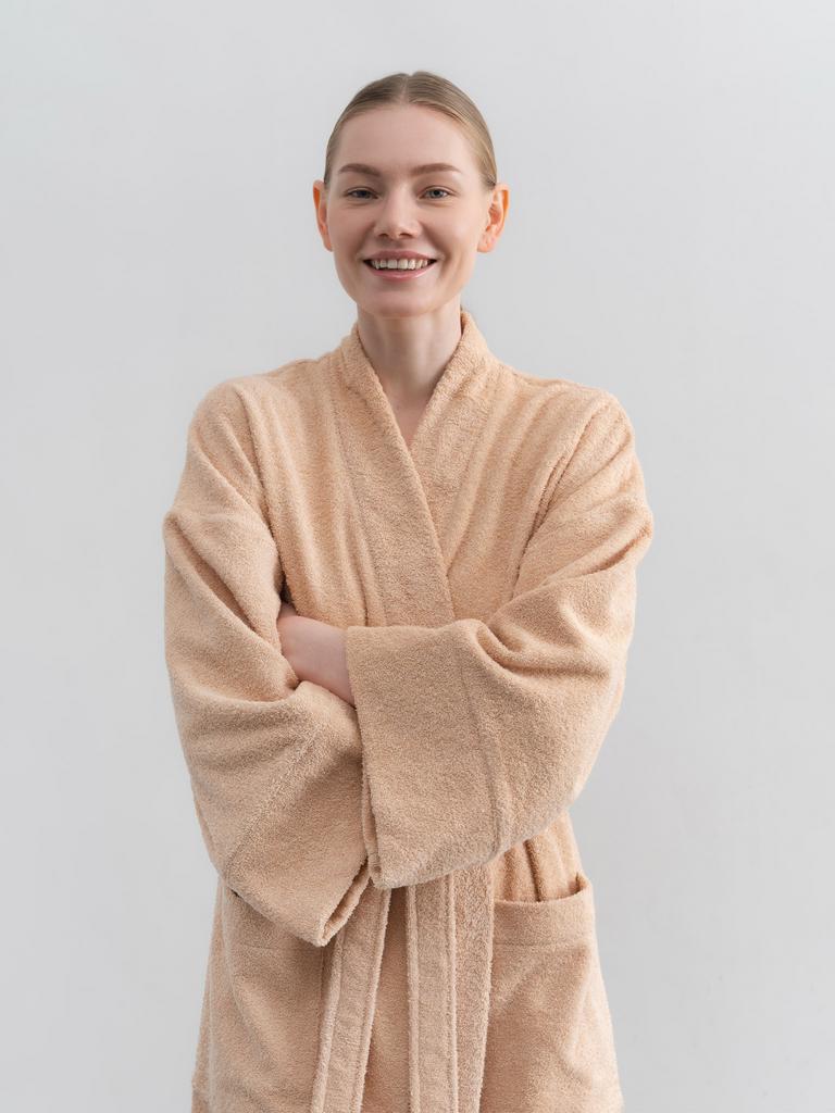 Бежевый махровый халат «Печенье» — подарок из натурального хлопка для дома и отдыха