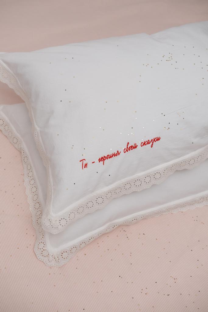 Комплект наволочек из варёного хлопка с кружевом