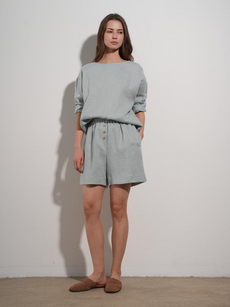 Шорты льняные Veter Mistral серо-голубого цвета