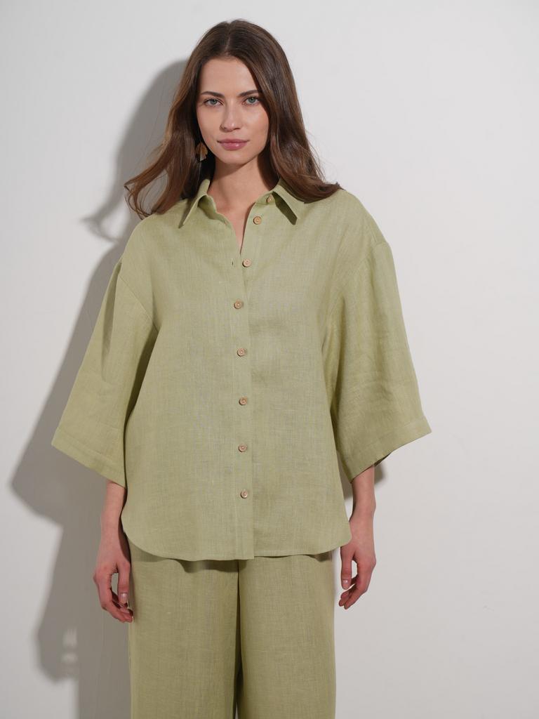 Рубашка льняная Veter фисташкового цвета