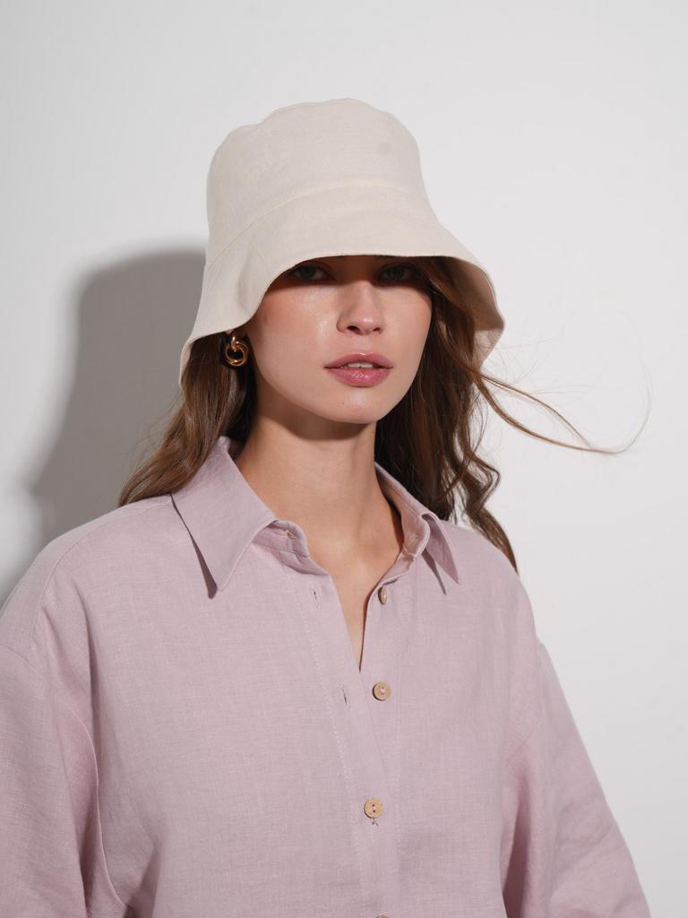 Льняная панама молочного цвета