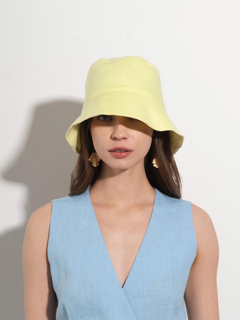 Льняная панама желтого цвета - женская льняная панама