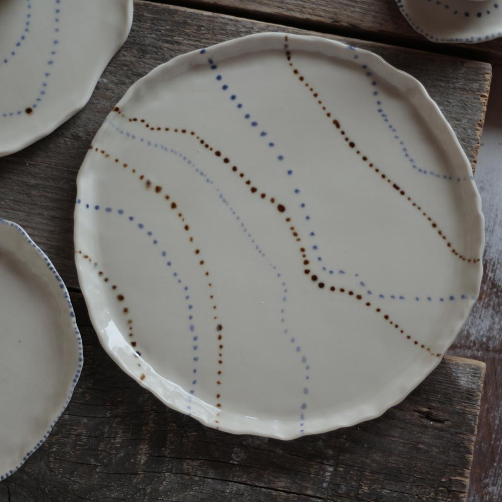 Большая тарелка из фарфора в крапинку