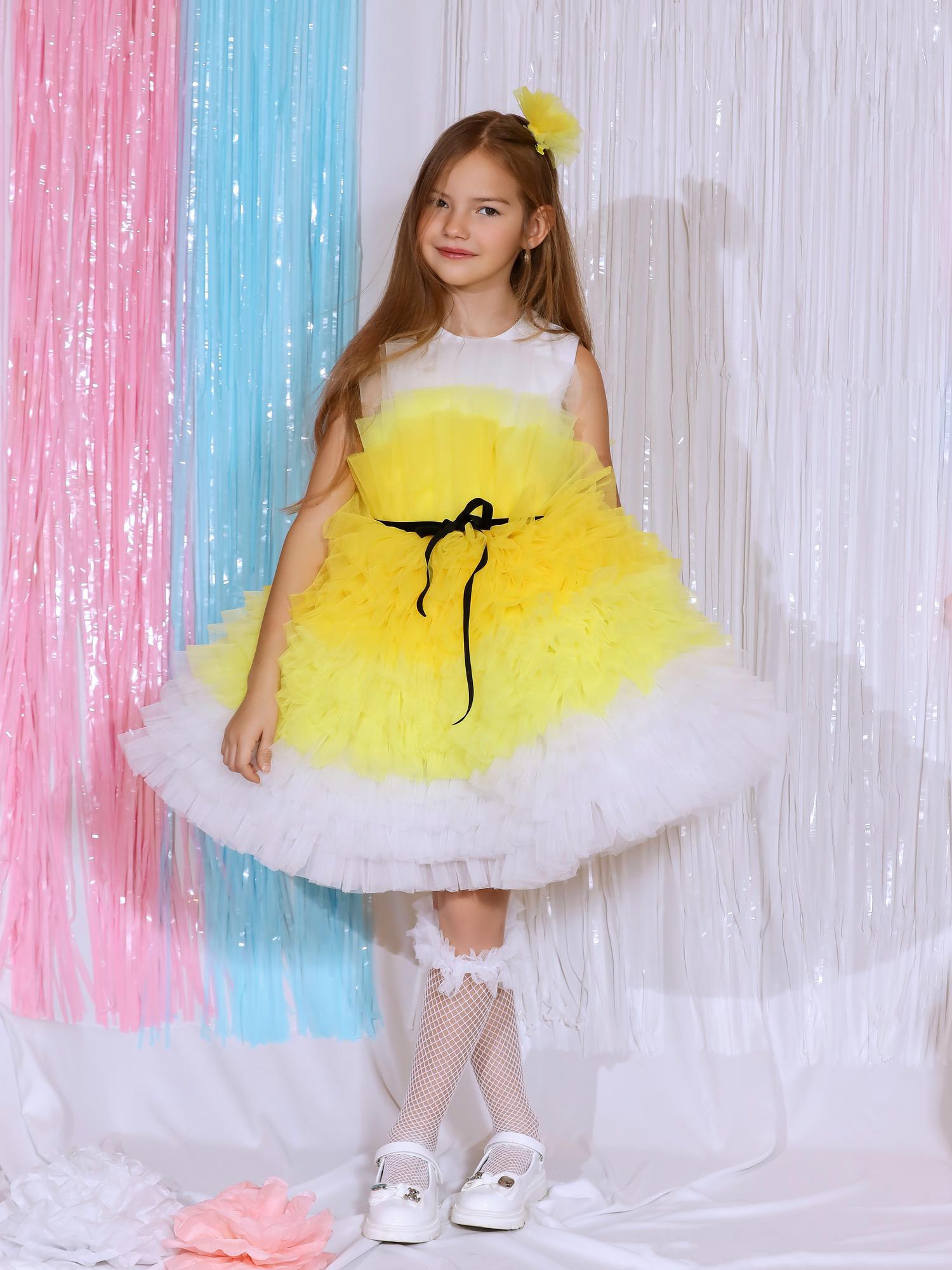 Платье "Peony" White-Yellow